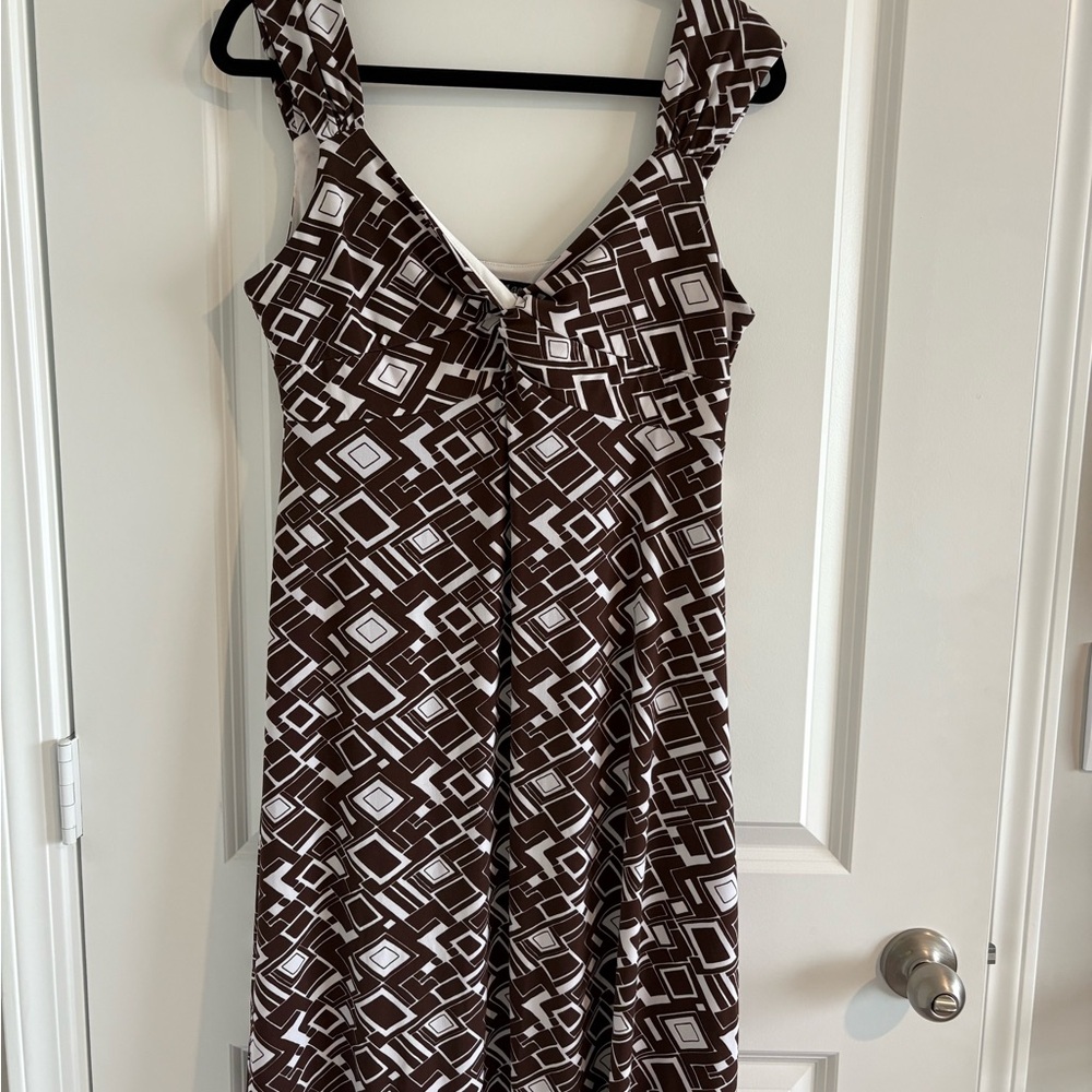 Blu Sage Brown and White Geometric Dress